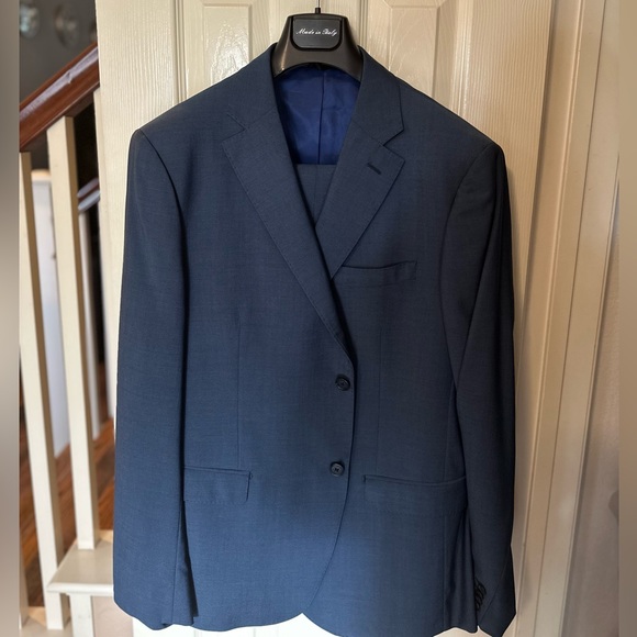 Blue Two-Piece Men’s Suit Italian Tessuto Marzotto wool blend New with Tags - Picture 11 of 11